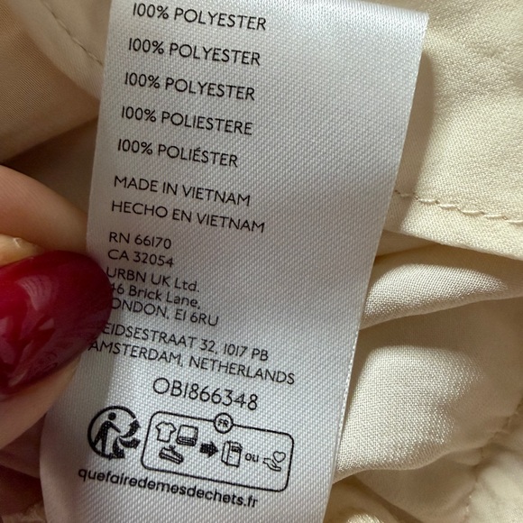 UO Kimchi Blue Tiered Ruffle Midi Skirt S Cream Satin Lace Raw Hem Boho Festival - Picture 8 of 8